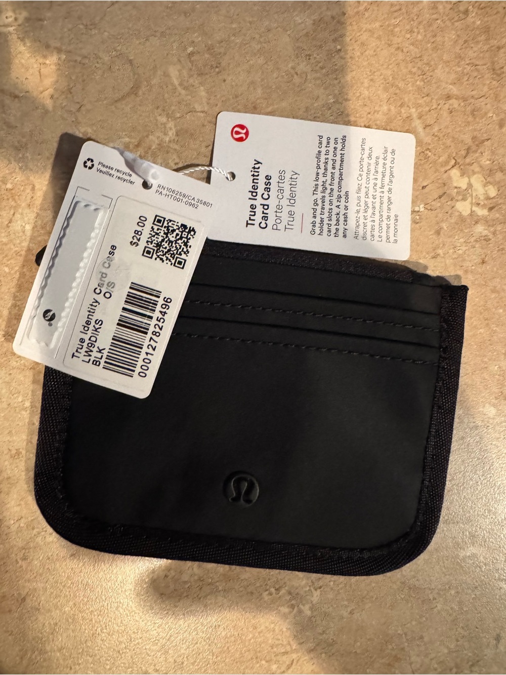 Lululemon True Identity Card Case Black Slim Wallet Coin Purse NWT